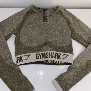 Gymshark flex crop top- Khaki Marl/Taupe